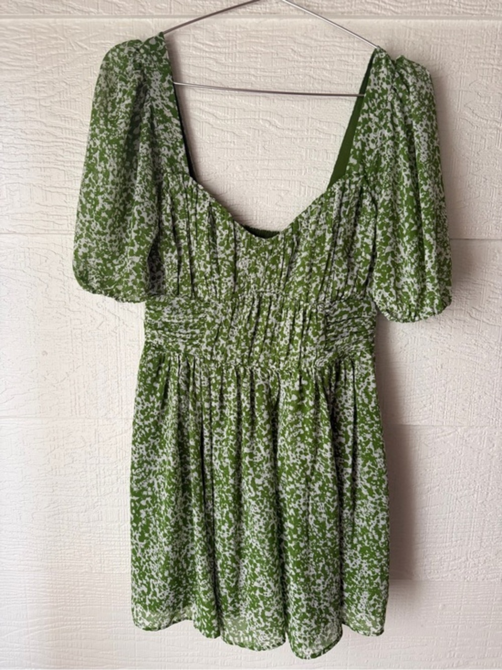 Abercrombie & Fitch Green Floral Puff Sleeve Mini Dress Small